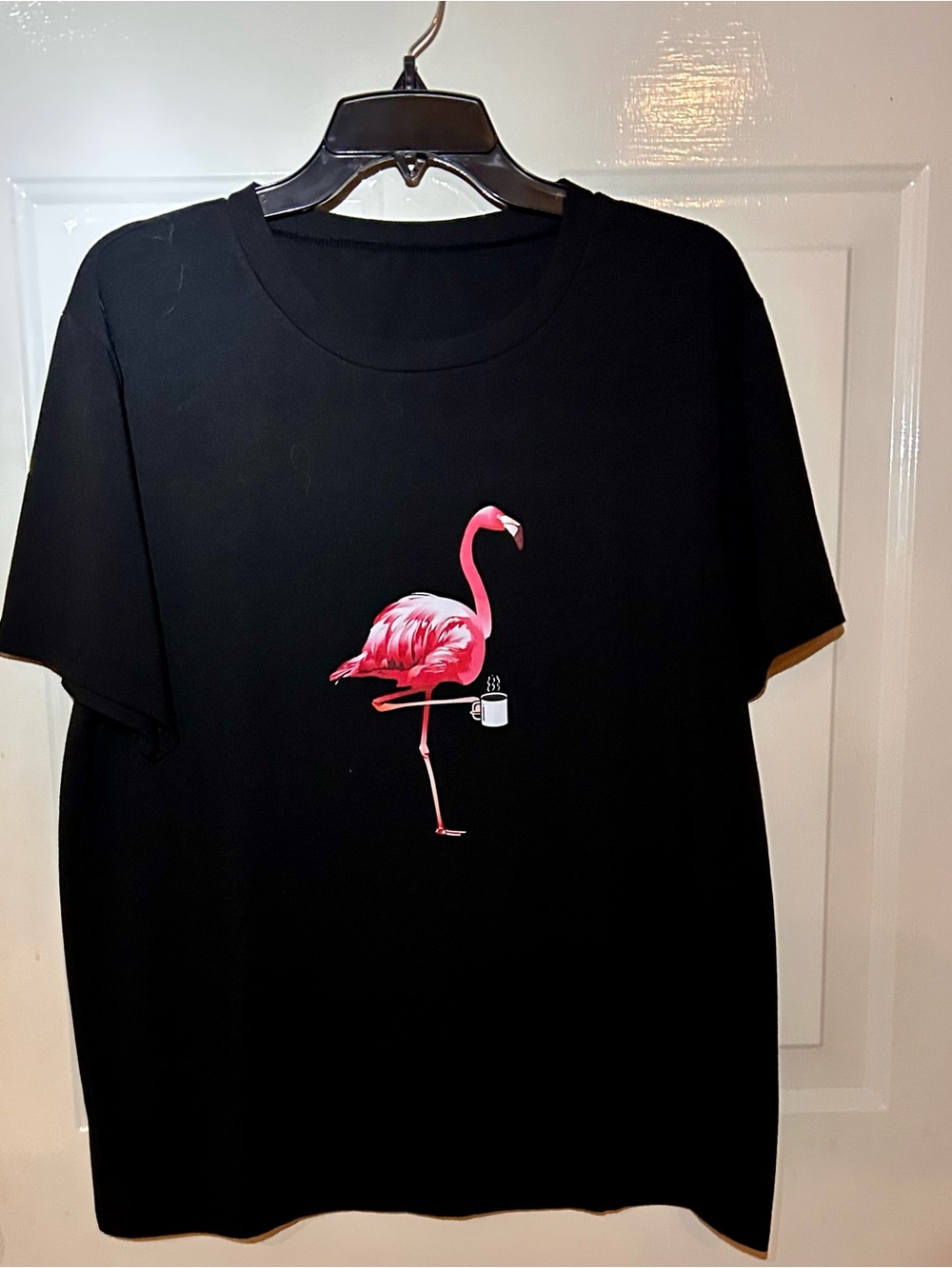 Black Tee with Pink Flamingo Graphic